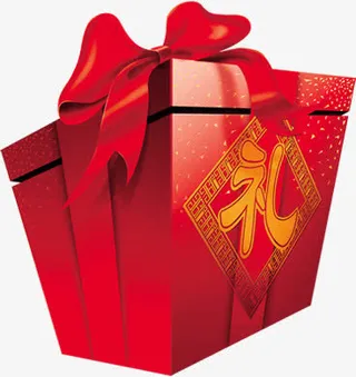 中国风红色礼盒海报免抠