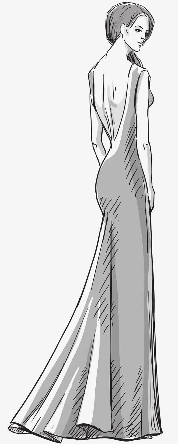 手绘线描模特免抠