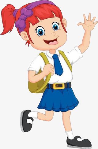 卡通人物小女孩开学季上学的图片免抠