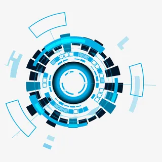 蓝色科技圆环光芒元素免抠