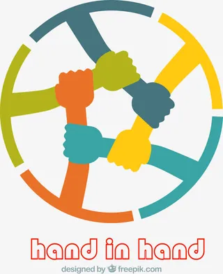 彩色手臂组合圆环免抠