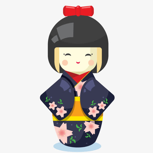 矢量可爱的日本艺妓免抠