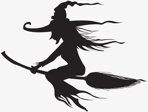 万圣节女巫黑色剪影黑夜影子免抠