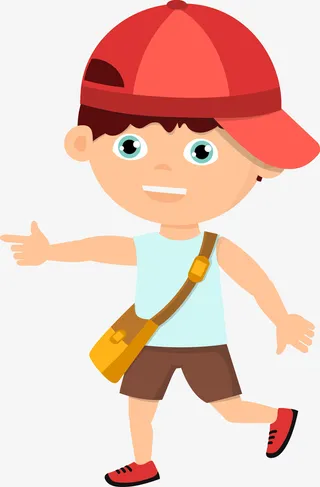 戴着帽子的小男孩图免抠