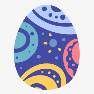 蓝色梦幻装饰复活节彩蛋免抠