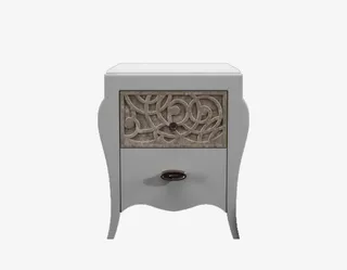 圆圈花纹白色床头柜免抠