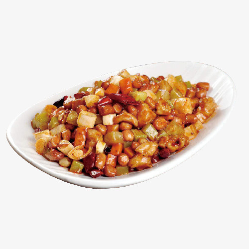 实物美味美食宫保鸡丁免抠