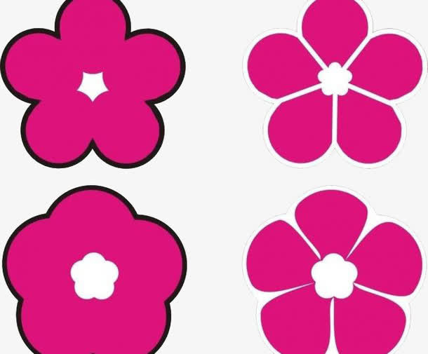 卡通玫红色梅花花瓣素材免抠