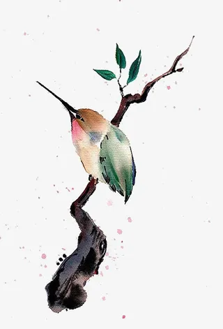 水墨小鸟免抠