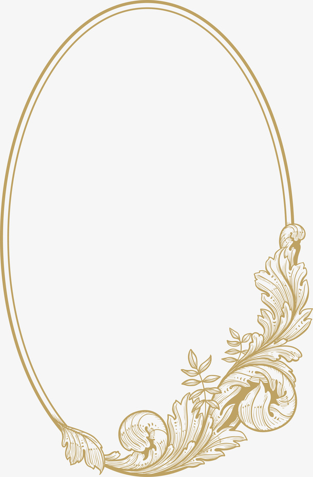 金色植物框架免抠