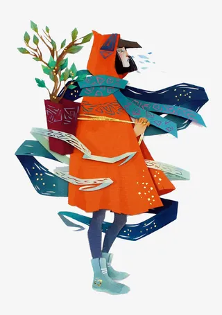 穿斗篷的女孩免抠