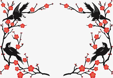 中国风梅花和小鸟免抠