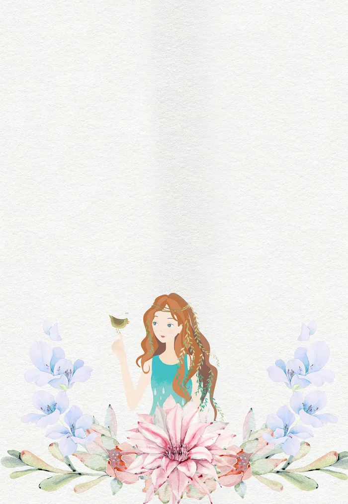 白色花季少女背景双十一优惠psd源文件高清