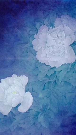 手绘花朵蓝色渐变H5背景高清