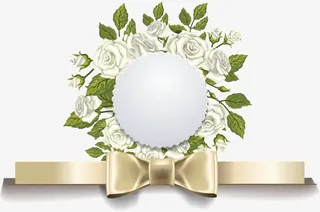 婚礼邀请卡装饰花免抠