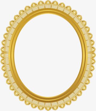 珍珠花边椭圆形相框免抠