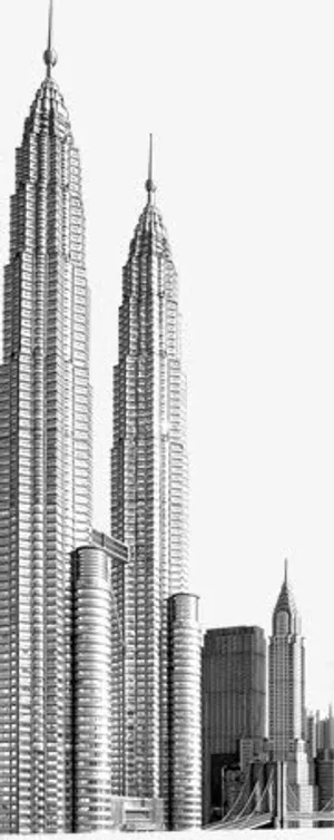 春天灰色建筑风景免抠