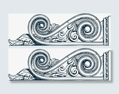 涡卷卡通矢量卷草纹免抠