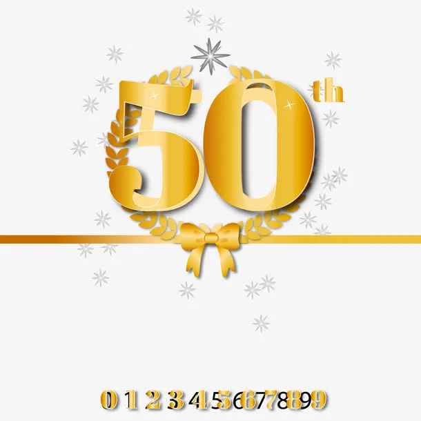 金色50周年字体矢量素材免抠