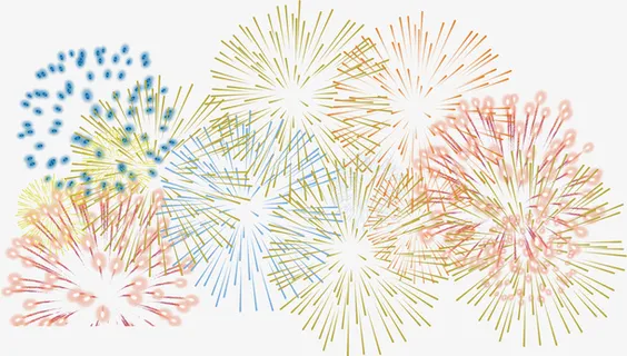 春节美丽多彩烟花免抠