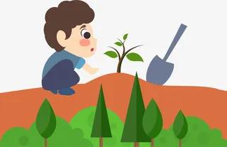 种树的男孩免抠