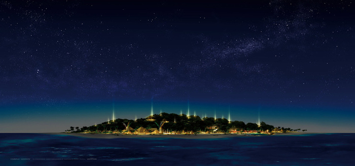海滩城市夜景背景高清