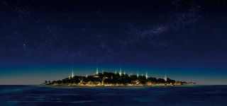 海滩城市夜景背景高清