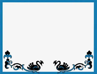 蓝色png古框免抠