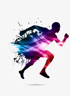 炫彩运动的人物矢量素材免抠