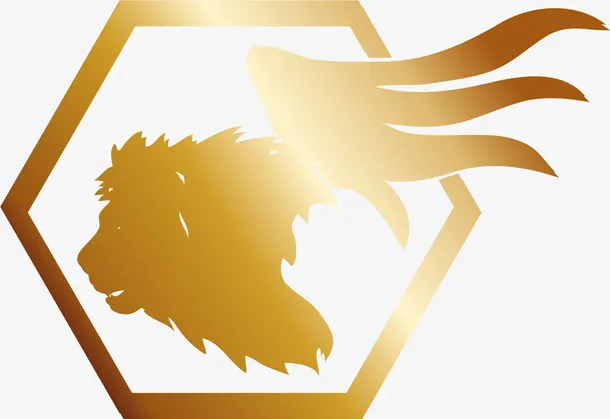 金褐色长翅膀狮子LOGO免抠