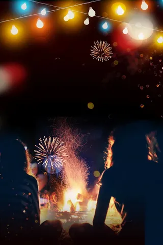 简约大气篝火晚会海报高清