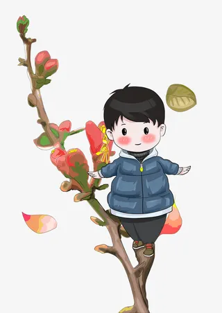 春分小孩梅花免抠