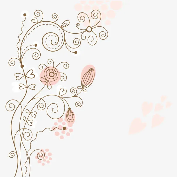 素雅手绘花纹免抠
