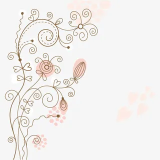 素雅手绘花纹免抠