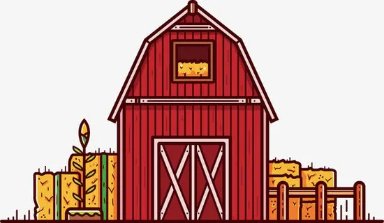 红色木制粮仓免抠
