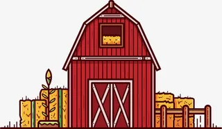 红色木制粮仓免抠