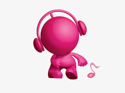 带着耳机的3D小人免抠