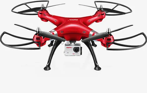 实物红色带护翼四轴飞行器免抠免抠