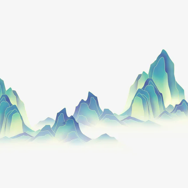 国潮中国风水墨山素材免抠