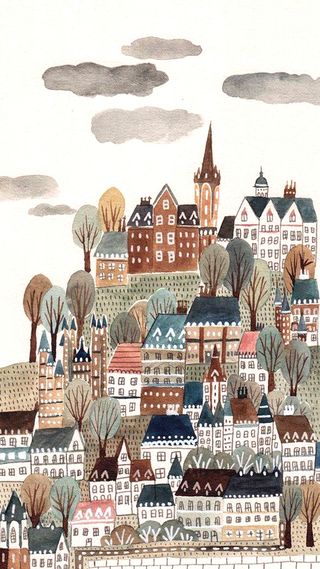 手绘建筑H5背景高清