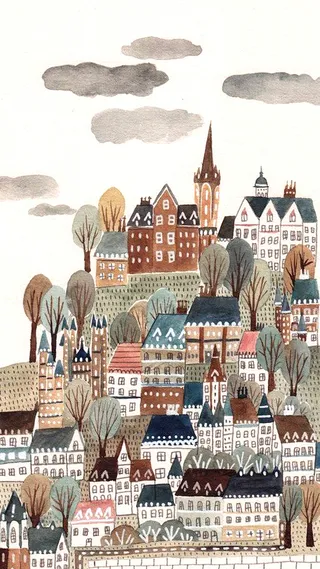 手绘建筑H5背景高清