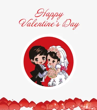 情人节卡通新郎新娘矢量图免抠