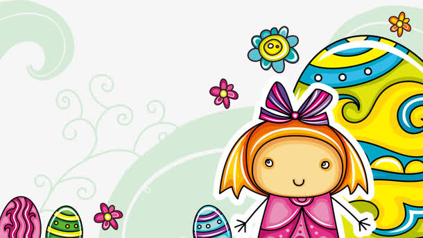 矢量可爱卡通女孩背景插图