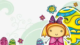 矢量可爱卡通女孩背景插图