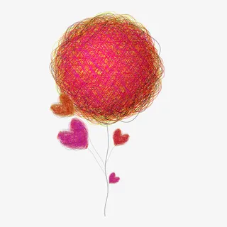 红色手绘气球免抠