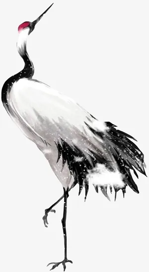 国潮水墨风仙鹤元素免抠