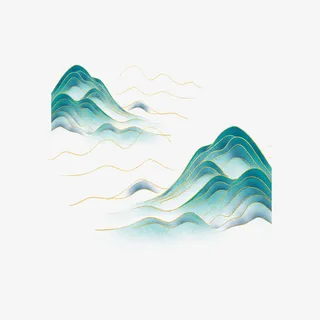 山水画风国潮免抠