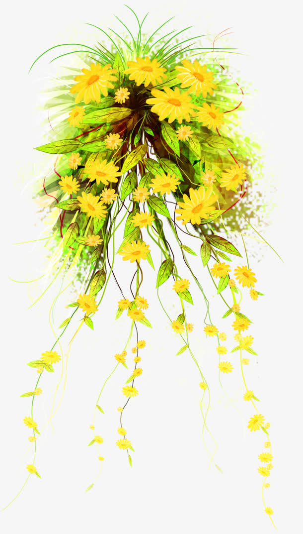 黄色春天美景花朵装饰免抠