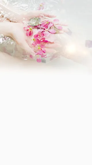 简约手捧花瓣沐浴H5背景高清