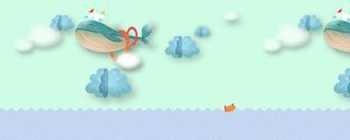 夏日促销清新海滩旅游扁平蓝色背景高清